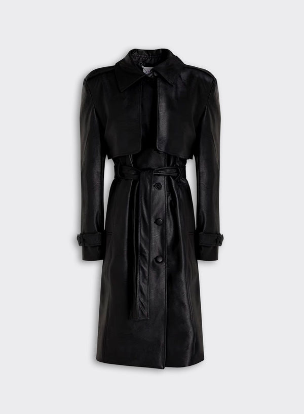 each other Leather Trench Coat Black