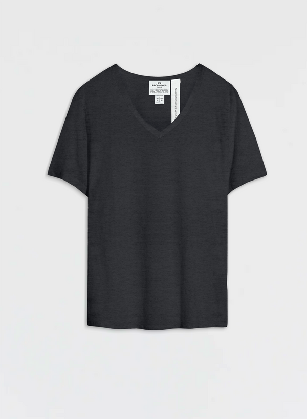 each other Linen V-Neck T-Shirt Anthracite