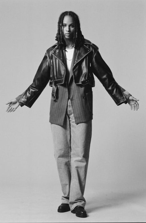 Each Other Loose Cropped Leather Perfecto Jacket S