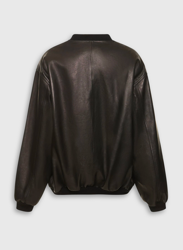 Each Other Oversize Leather Bomber Jacket Black