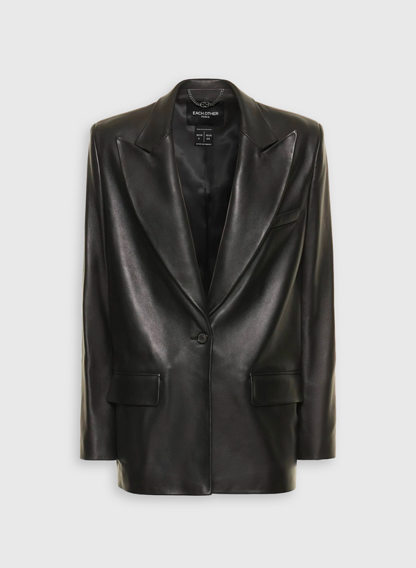 each other Tailored Leather Blazer Black