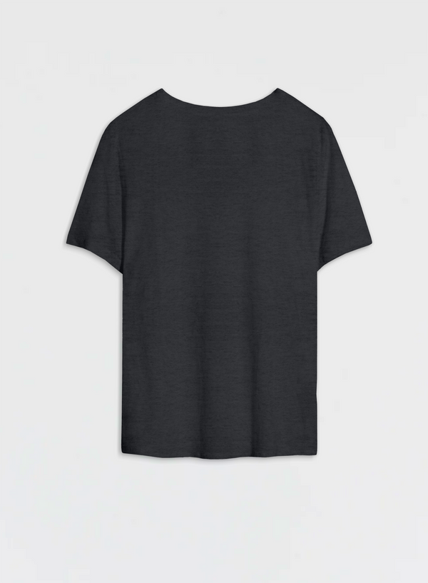 Each Other Linen Deep Rounded Collar T-Shirt Anthracite