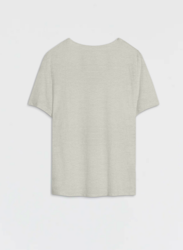 Each Other Linen Deep Rounded Collar T-Shirt Off White