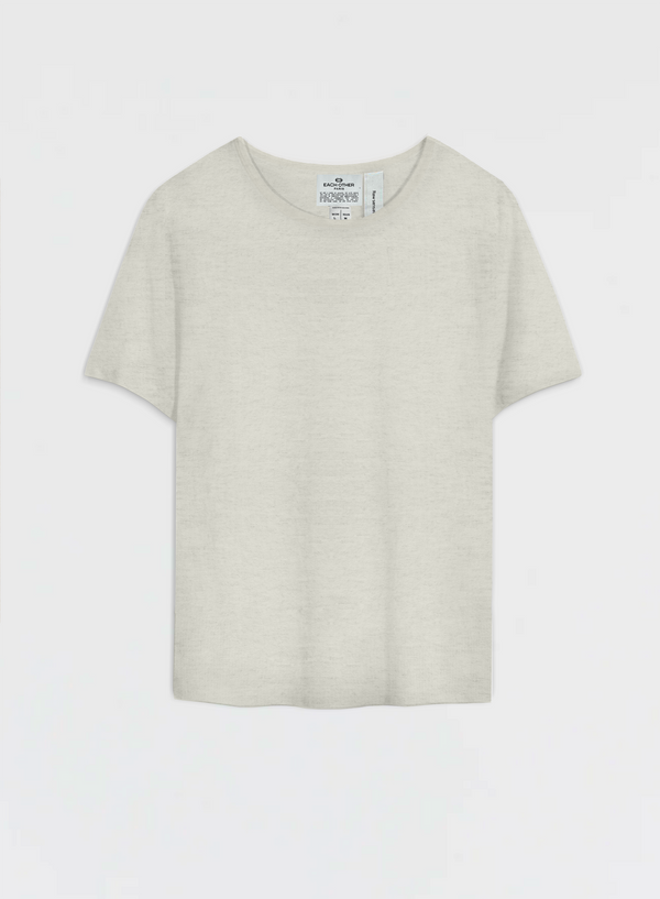 each other Linen Deep Rounded Collar T-Shirt Off White