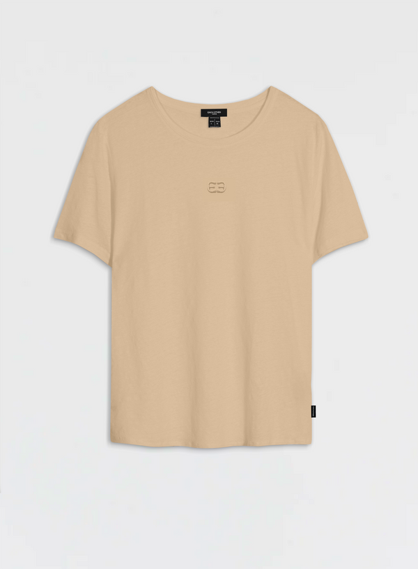 each other Regular Fit T-Shirt with Tone-on-Tone Logo Beige
