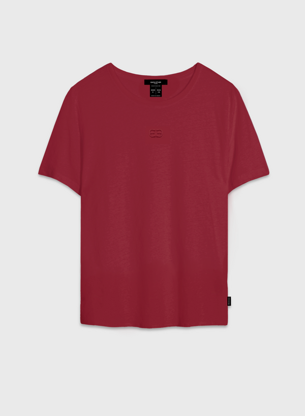 each other Regular Fit T-Shirt with Tone-on-Tone Logo Burgundy