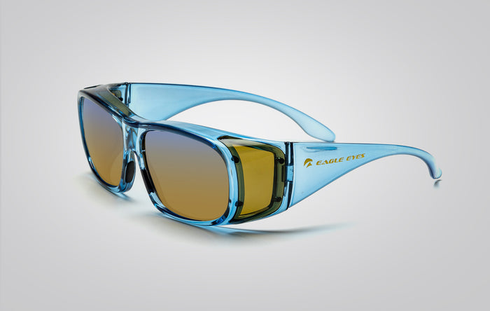 Eagle Eyes FitOn Full Frame Mirror Sunglasses Crystal Blue/Blue Mirror