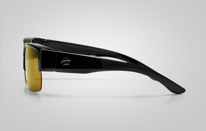 Eagle Eyes FitOn Semi-Rimless Mirror Sunglasses Black/Gold Mirror