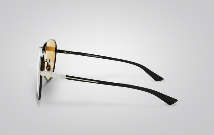 Eagle Eyes Gauge Sunglasses Black-Silver/Blue Mirror