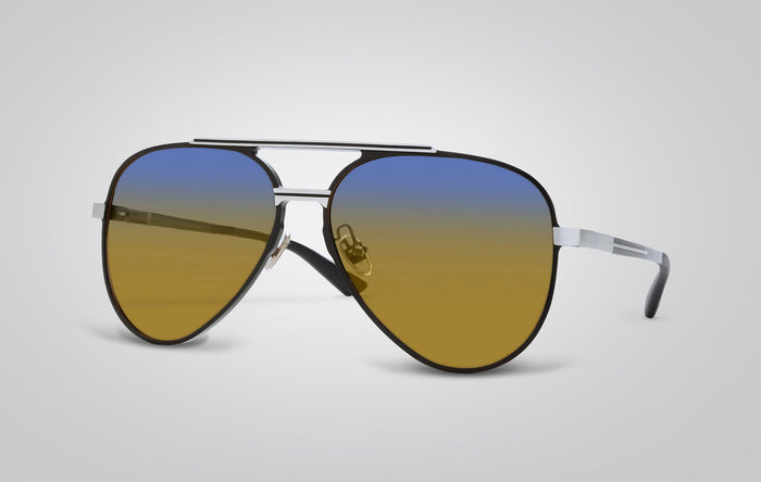 eagle eyes Gauge Sunglasses Black-Silver/Blue Mirror