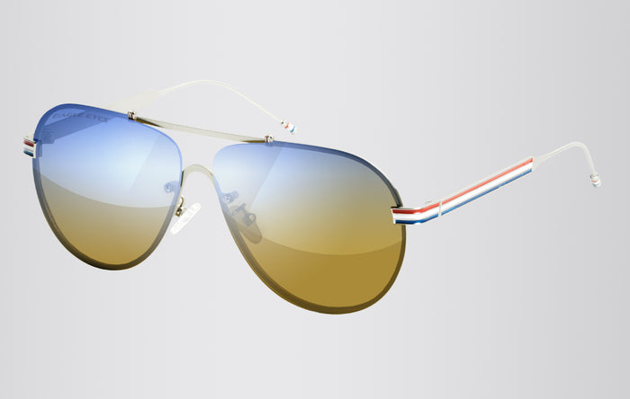 Eagle Eyes Hero Aviator Sunglasses Red-White-Blue-Gunmetal/Silver Mirror