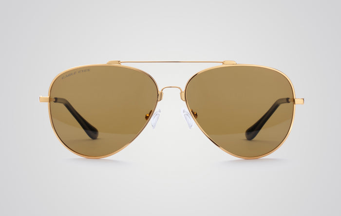 Eagle Eyes Memory Flex Apollo 22k Aviator Sunglasses Gold (22k)/No Mirror