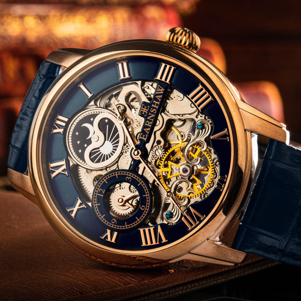 Earnshaw Automatic Skeleton Blue Rose Gold