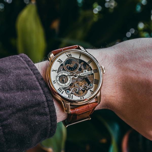 Earnshaw Automatic Skeleton Golden Champagne