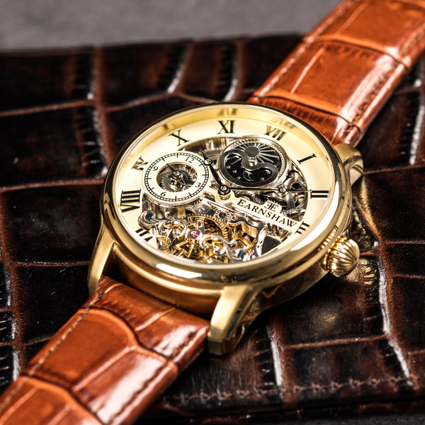 Earnshaw Automatic Skeleton Golden Champagne