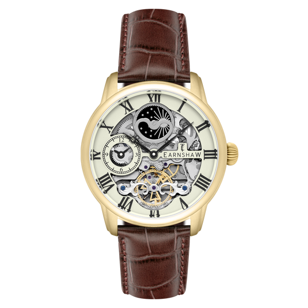 earnshaw Automatic Skeleton Golden Champagne