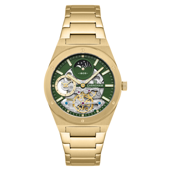 earnshaw Dual Time Automatic Green Gold