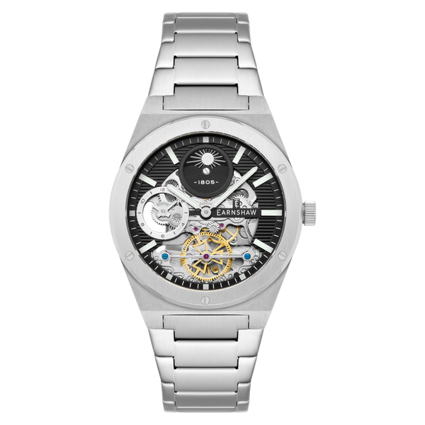 earnshaw Dual Time Automatic Silver Black