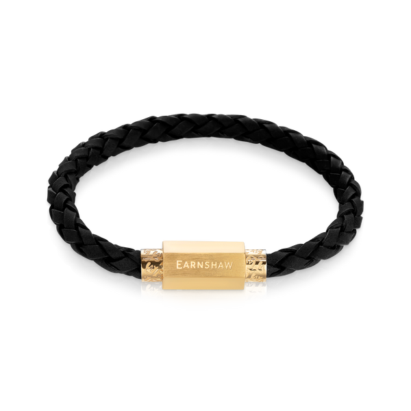 earnshaw LEATHER BRACELET Gilded Obsidian