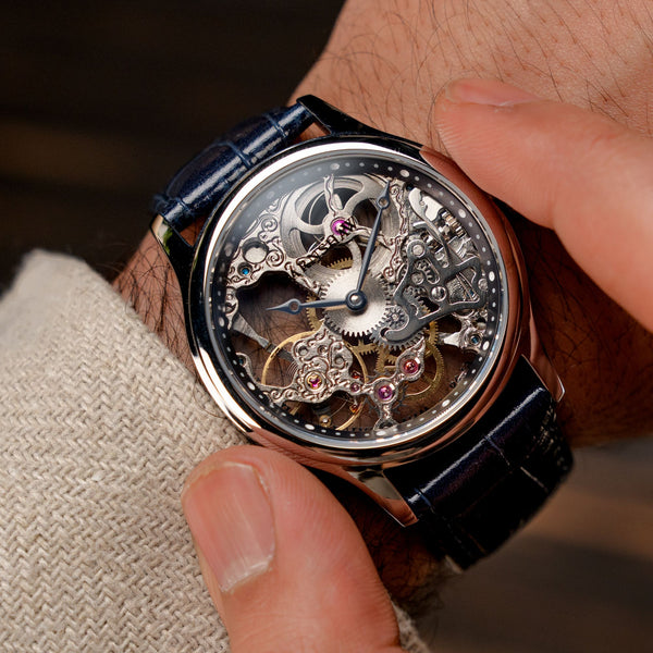 Earnshaw Mechanical Skeleton Clear Blue