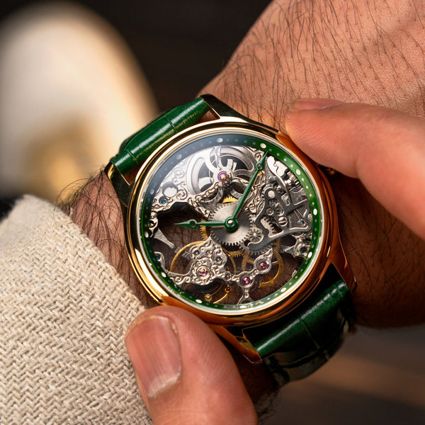 Earnshaw Mechanical Skeleton Gold Green