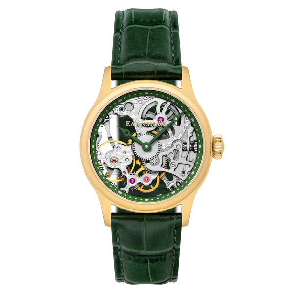 earnshaw Mechanical Skeleton Gold Green