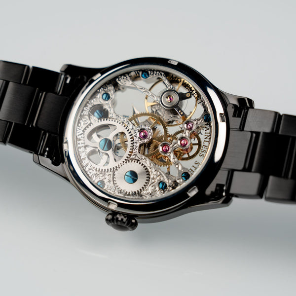 Earnshaw Mechanical Skeleton Midnight Steel