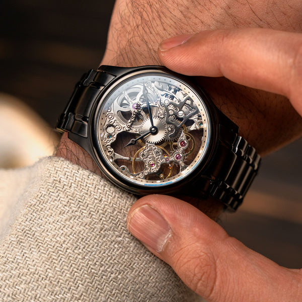 Earnshaw Mechanical Skeleton Midnight Steel