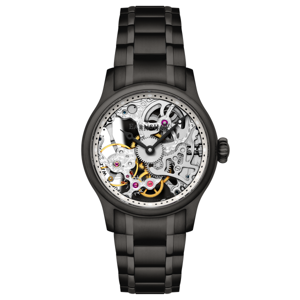 earnshaw Mechanical Skeleton Midnight Steel