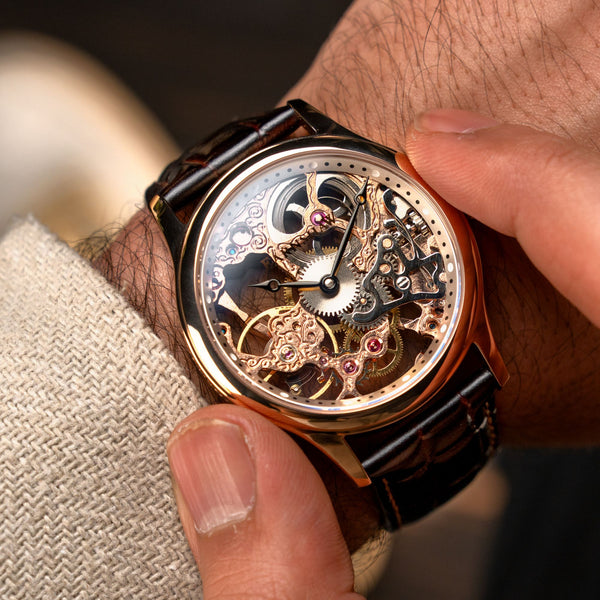Earnshaw Mechanical Skeleton Pink Gold