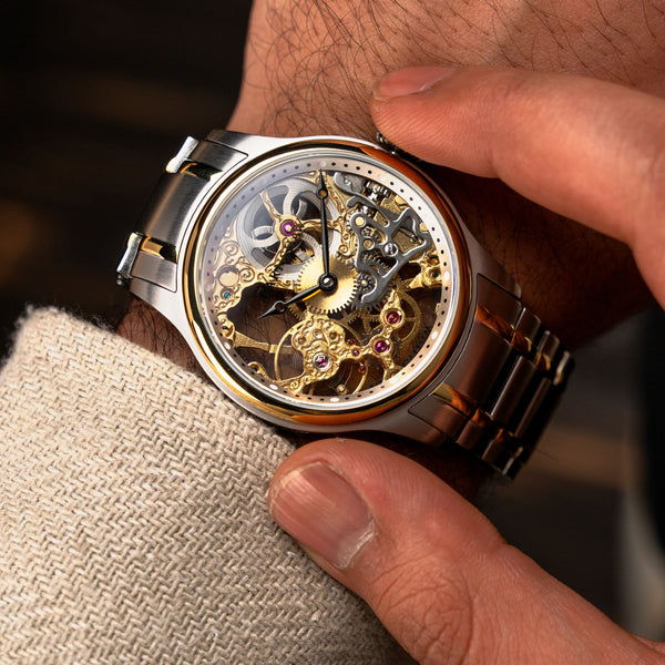 Earnshaw Mechanical Skeleton Steel Gold