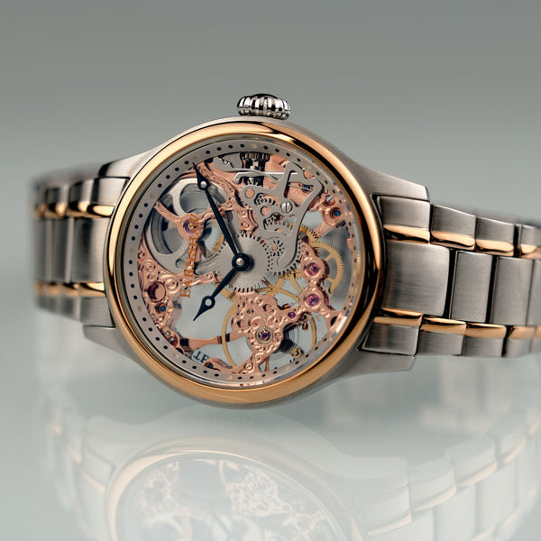 Earnshaw Mechanical Skeleton Steel Rose Gold