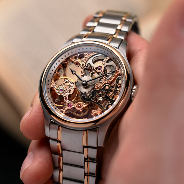 Earnshaw Mechanical Skeleton Steel Rose Gold