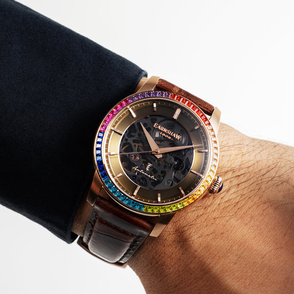 Earnshaw Skeleton Automatic Amber Brown