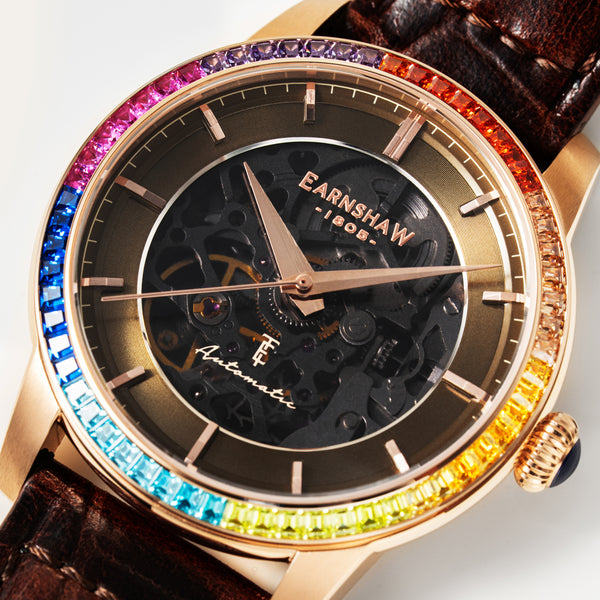 Earnshaw Skeleton Automatic Amber Brown