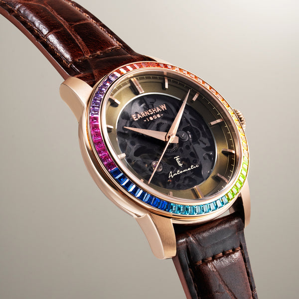 Earnshaw Skeleton Automatic Amber Brown