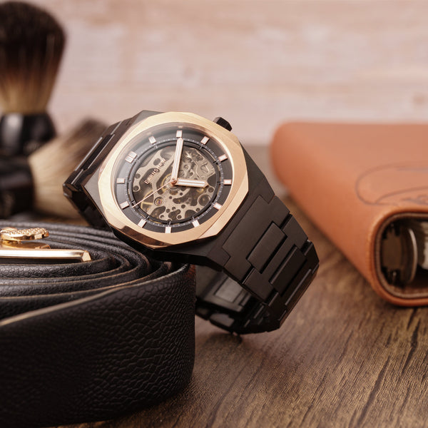 Earnshaw Skeleton Automatic Black Gold