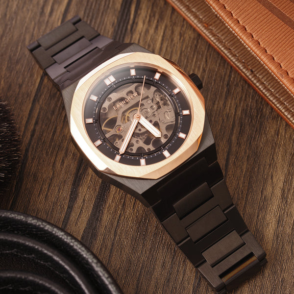 Earnshaw Skeleton Automatic Black Gold
