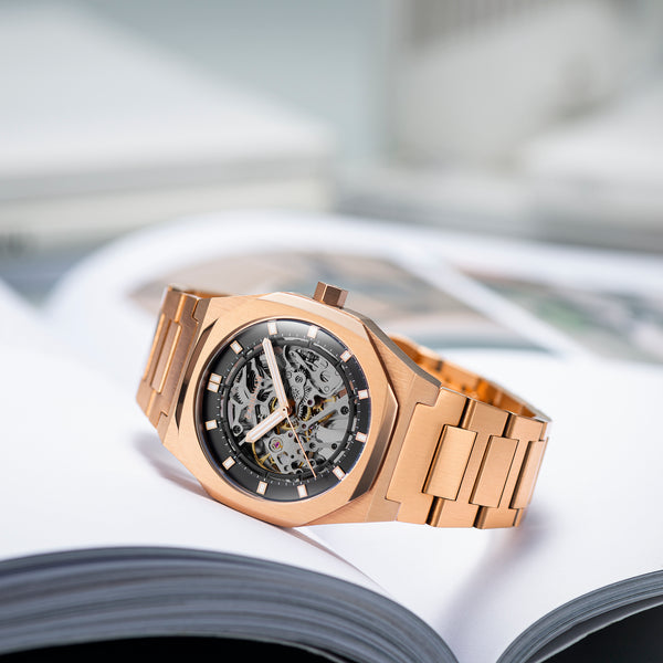 Earnshaw Skeleton Automatic Treasury Rose Gold