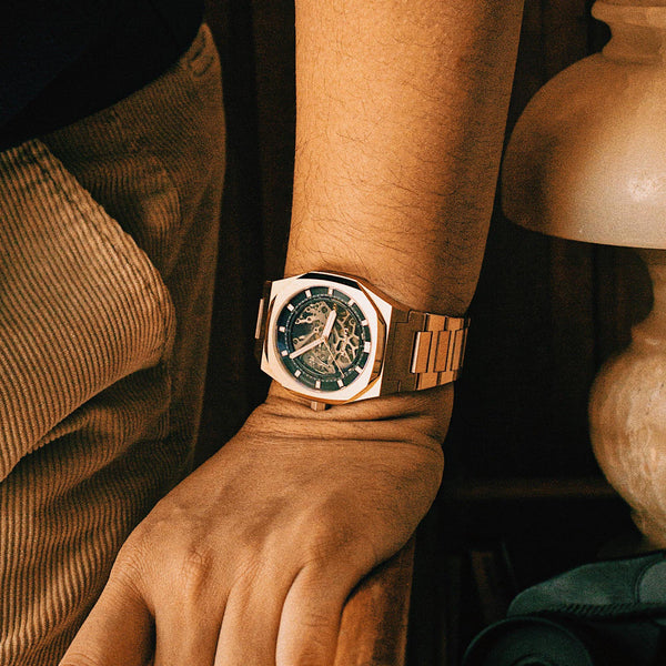 Earnshaw Skeleton Automatic Treasury Rose Gold