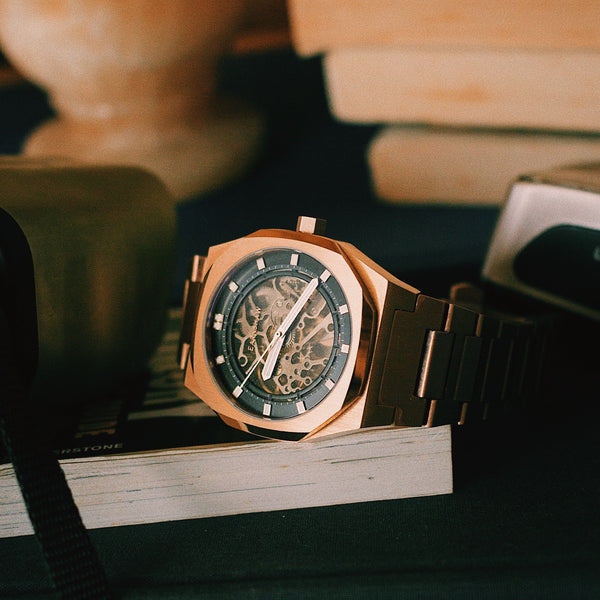 Earnshaw Skeleton Automatic Treasury Rose Gold