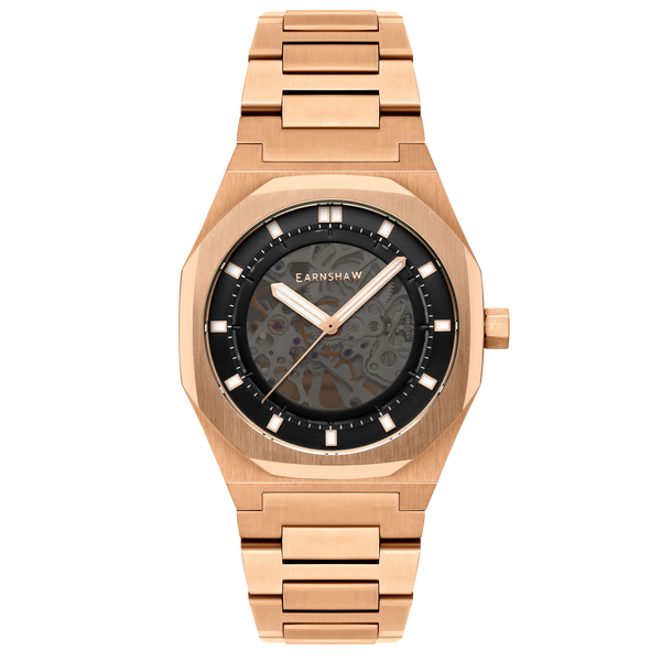 earnshaw Skeleton Automatic Treasury Rose Gold