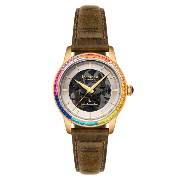 earnshaw Skeleton Automatic Walnut Brown