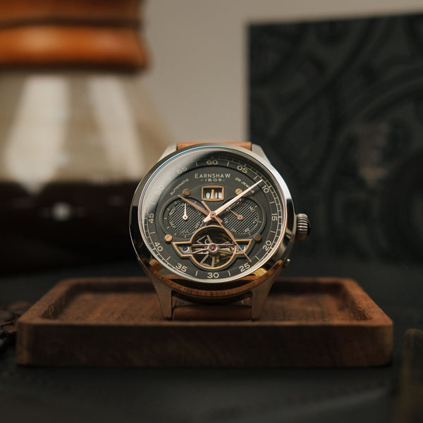 Earnshaw Grand Date Calendar Open Heart Automatic Abbey Black