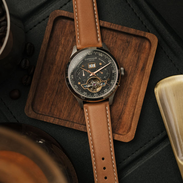 Earnshaw Grand Date Calendar Open Heart Automatic Abbey Black