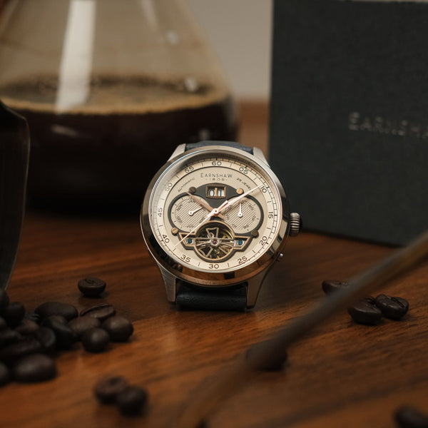 Earnshaw Grand Date Calendar Open Heart Automatic Camel Blue