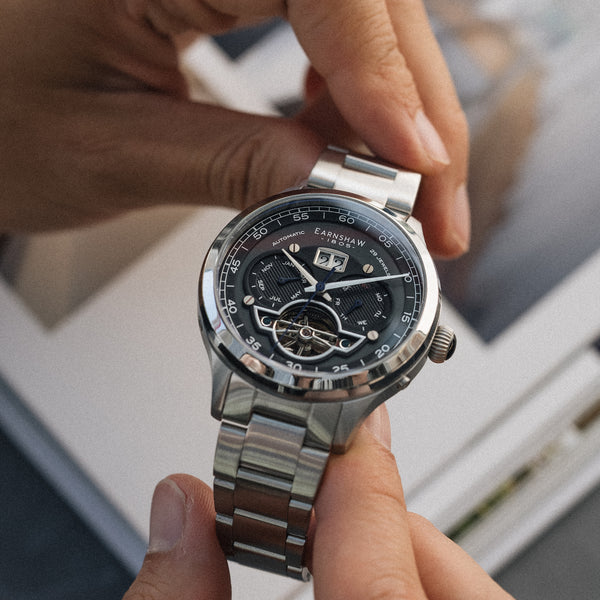 Earnshaw Grand Date Calendar Open Heart Automatic Deep Midnight