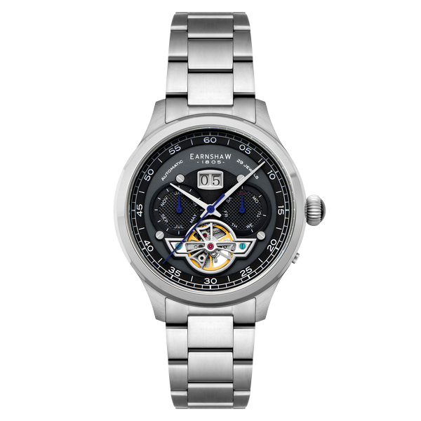 earnshaw Grand Date Calendar Open Heart Automatic Deep Midnight