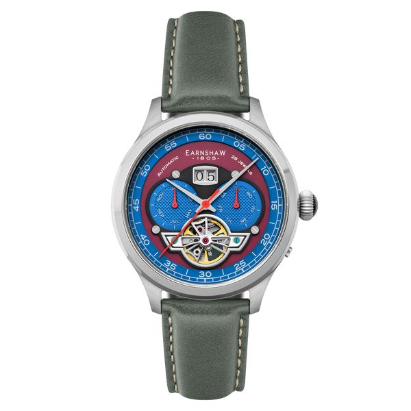 earnshaw Grand Date Calendar Open Heart Automatic English Blue