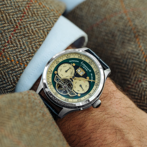 Earnshaw Grand Date Calendar Open Heart Automatic Forestry Green